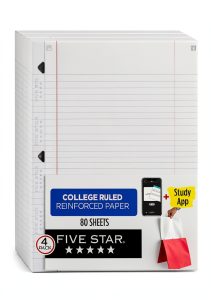 Five Star 4 Pack White Loose-Leaf College Ruled Paper-0