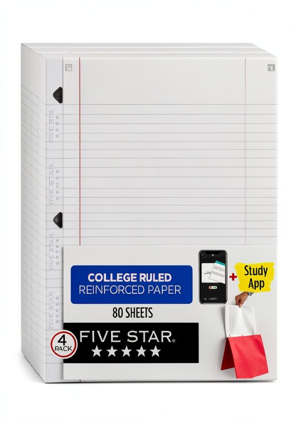 Five Star 4 Pack White Loose-Leaf College Ruled Paper-0