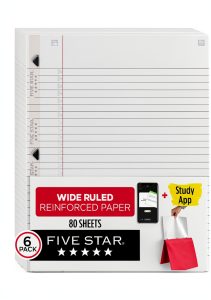 Five Star Loose Leaf Paper Reinforced 80 Sheets-0