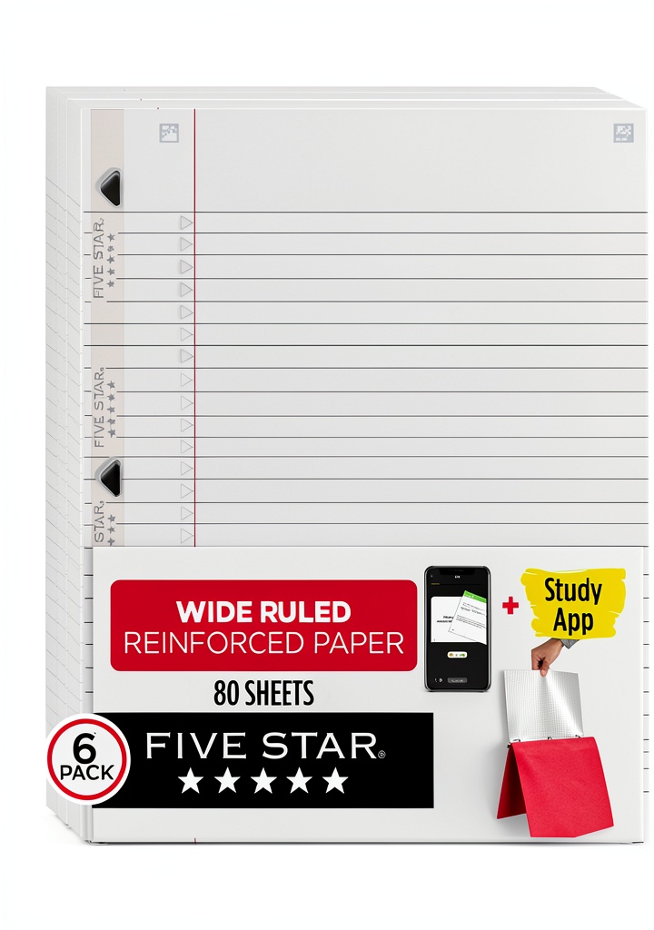 Student using Five Star reinforced loose leaf paper in a binder