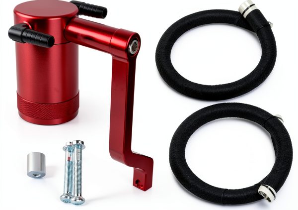 DOPPAPS Red Oil Catch Can Kit for 6.4L Dodge/Jeep 450ml with Z‑Bracket-0